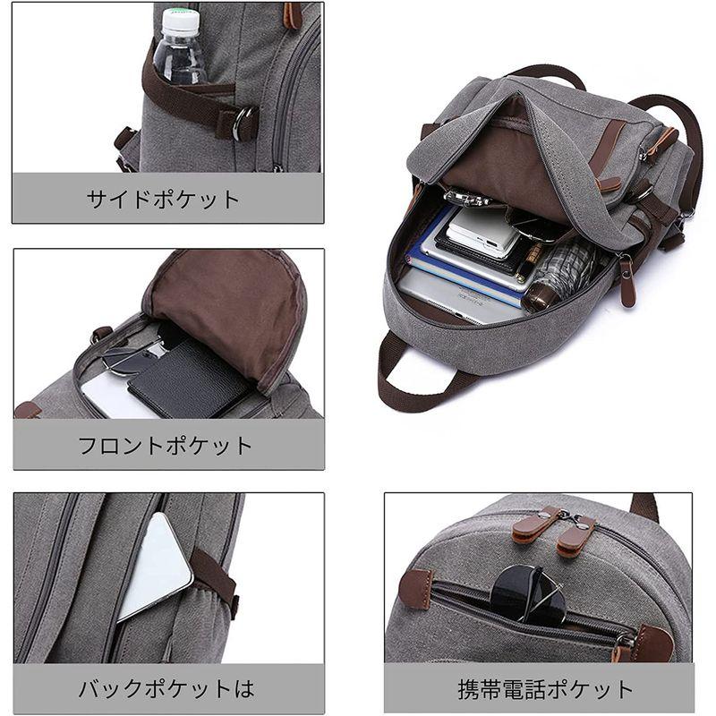 FANDARE ミニリュック メンズ 2way ボディーバッグ 帆布 ワンショルダーバッグ 12.9インチipad対応 リュックサック 小さ｜akd-shop｜05