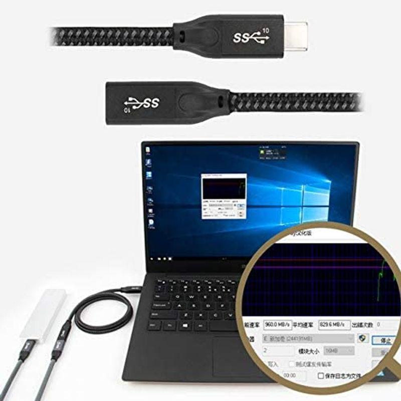 Cablecc USB-C USB 3.1 Type-Cオス-メス延長データケーブル、ラップトップ電話用スリーブ付き60CM｜akd-shop｜02