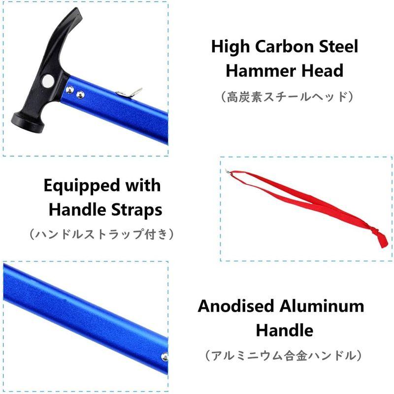 JEELAD ペグハンマー テントハンマー キャンプハンマー 高炭素鋼 収納袋付き 軽量 ペグ打ち ペグ抜き ペグ用 アウトキャンプ 登山用｜akd-shop｜04