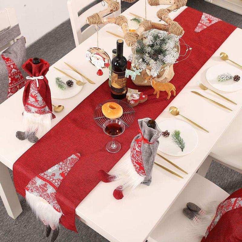Ewolee テーブルランナー クリスマス 飾り 180×33 cm テーブルカバー 刺繍 おしゃれ テーブルマット (レッド)｜akd-shop｜06