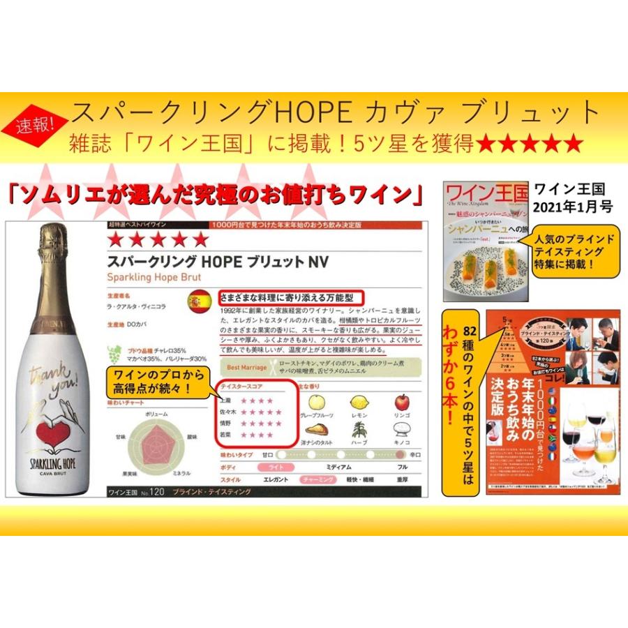 医療従事者支援の為のスパークリングワイン スパークリング Hope ホープ カヴァ ブリュット 750ml Akm430 ワインと洋酒のヴァミリオン 通販 Yahoo ショッピング