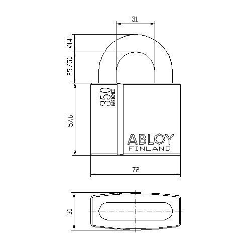 共栄工業　ABLOY　プロテック仕様　25　クロームメッキ仕上げ　南京錠　PADLOCK　PL350N
