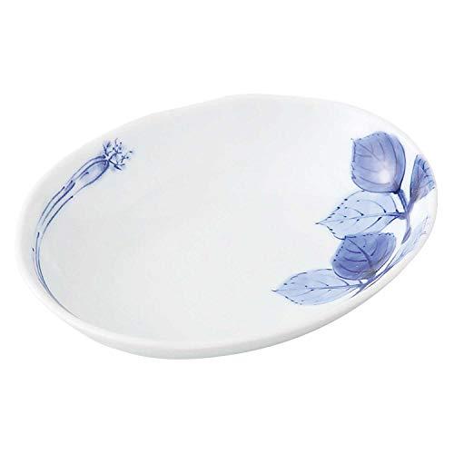 ホワイト皿 波形の縁取り 2枚セット 浜陶 波佐見焼 和山窯 楕円取皿 16×13cm みつば 279256 ホワイト : KEN