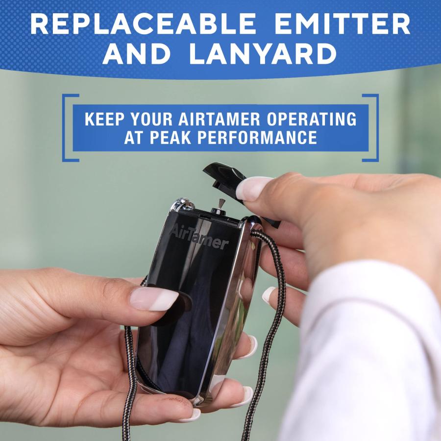AirTamer A320 充電式パーソナル空気清浄機、実証済みの性能、ウイルスおよび汚染物質テスト済み*、ブラック、レザー トラベル ケース付き_3