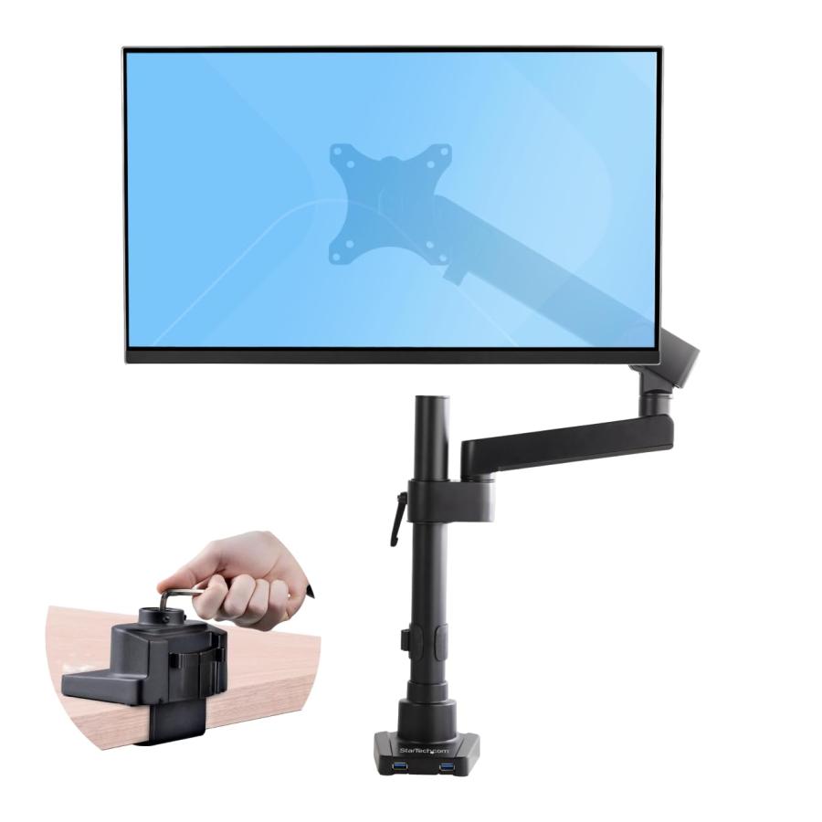 StarTech.com 液晶モニターアーム ポールマウント型 クランプ式