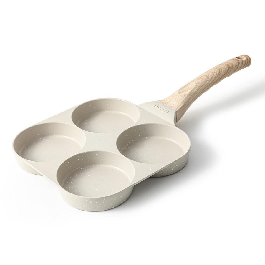 CAROTE カローテ 目玉焼きフライパン 仕切り ガス火・IH対応 PFOA PFOS フリー 4つ穴円形フライパン マルチパン 朝食パン こびり付 の商品画像