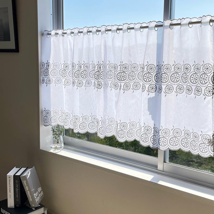 インテリックス INTERIX 刺繍レース 小窓 日本縫製 幅155cm丈60cm
