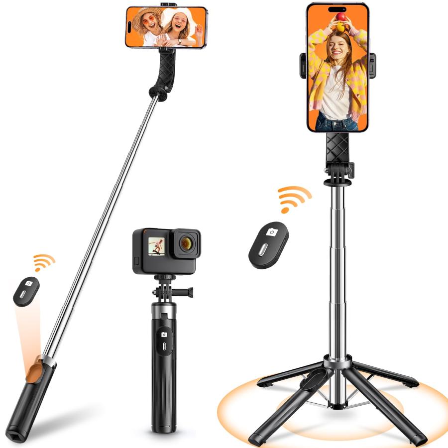 自撮り棒 【業界超ミニ・四脚安定モデル】 スマホスタンド 安定性