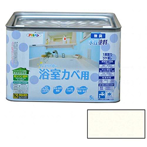 日本入荷 アサヒペン NEW水性インテリアカラー浴室カベ用 5L バニラホワイト ペンキ 塗料 ツヤ消し １回塗り 防カビ 無臭タイプ 低VOC 日本製