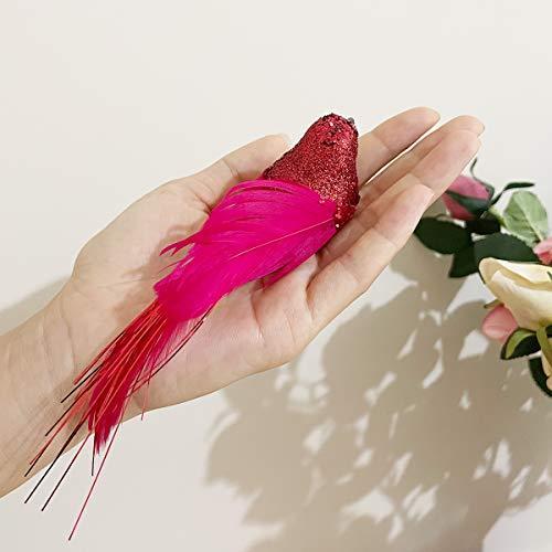 大人気商品 クリスマスツリーの結婚式の花輪の工芸品のための鳥の装飾品のキラキラ人工鳥スルクリップ 赤 6 Materialworldblog Com