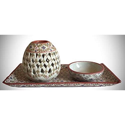 花柄 おしゃれ 香炉 輸入品 ランタン キャンドル 祝い お皿 セット おしゃれ メキシコ 製 お