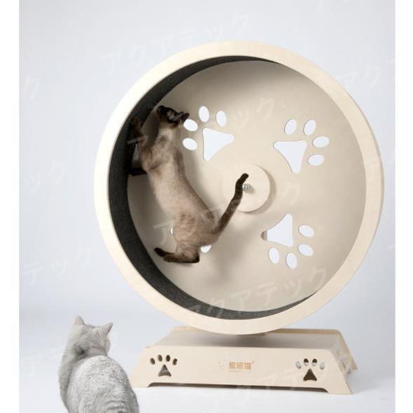 キャットホイール ローラーキャット ランニングホイール 無垢材 ルームランナー ストレス発散 おもちゃ 猫のトレッドミル 猫の回し車 観覧車 猫研削爪 L×W×H