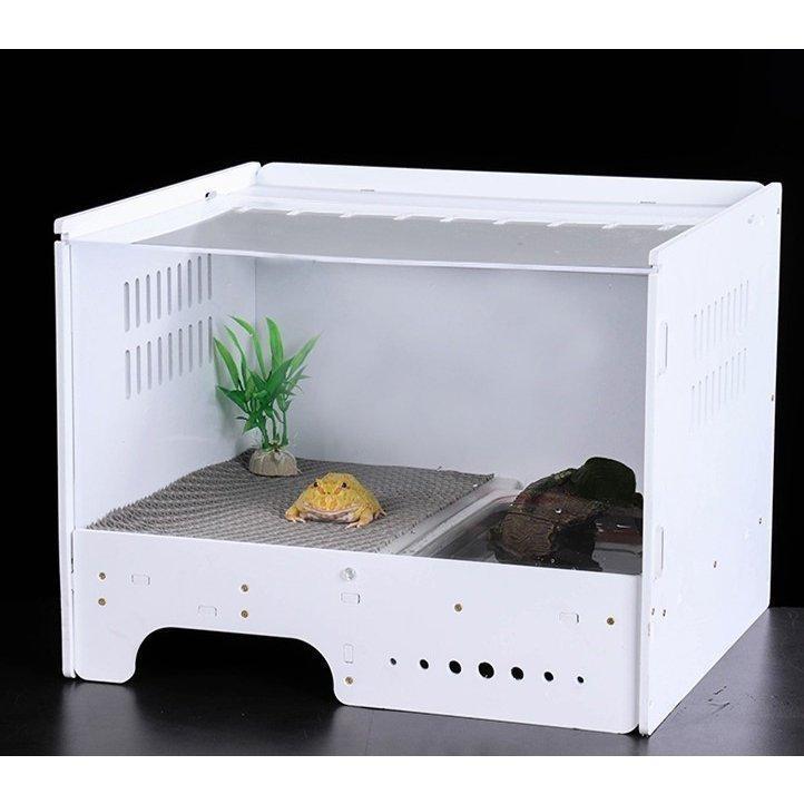 ペットの飼料箱 爬虫類 両生類 ツノガエル カメ 水陸両用ペットケージ