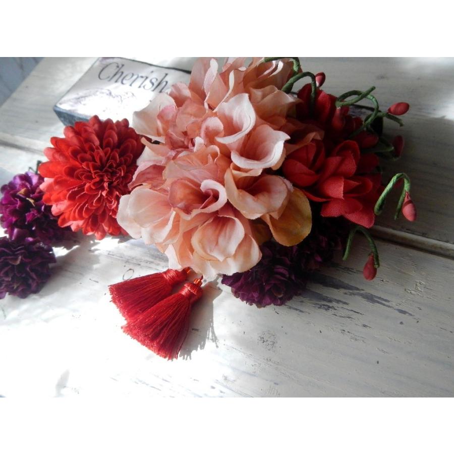 髪飾り成人式結婚式和装七五三振袖花ダリア梅マムピンクセット　 |  | 01