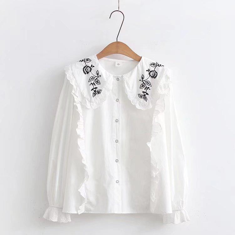 ブラウス レディース 襟付き 長袖 トップス シャツ 白 可愛い おしゃれ オフィス カジュアル 日常 夏 秋 特別オファー