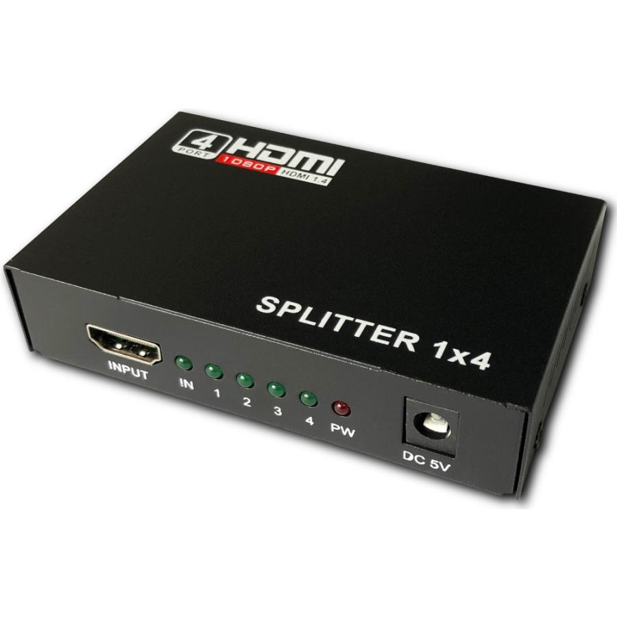 メール便可 HDMI 分配器 スプリッター 1入力 4出力 新品 給電用USBケーブル付き Ver1.4 フルHD 3D HDCP 1:4｜akiba-e-connect｜02