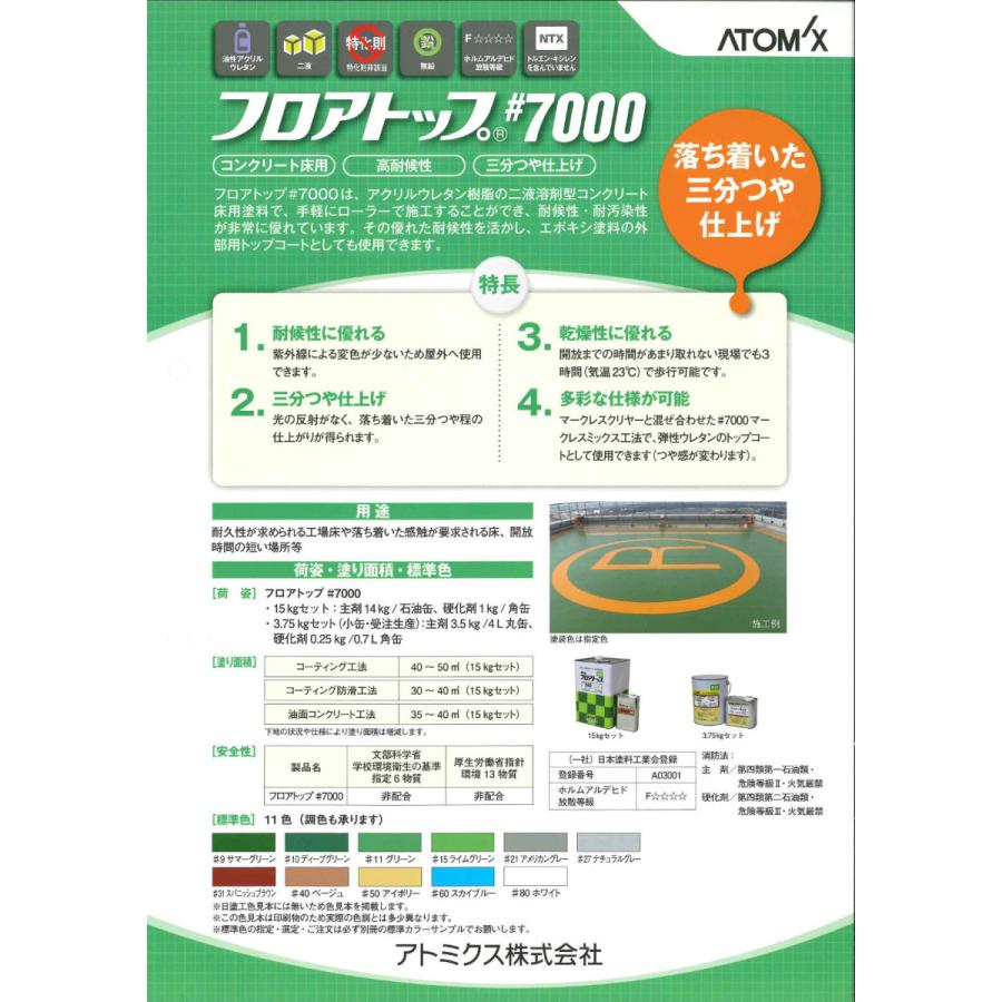 アトミクス フロアトップ#7000 コンクリート屋外床用塗料 15kgセット -#10 ディープグリーン アトミクス