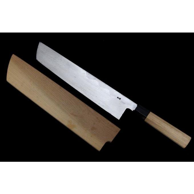 美品|東源正虎 鱧切包丁 尺 霞 青鋼 紋鍛錬 水牛朴八角柄 白鞘 美品|東源正虎 鱧切包丁 尺 霞 青鋼 紋鍛錬 水牛朴八角柄 白鞘