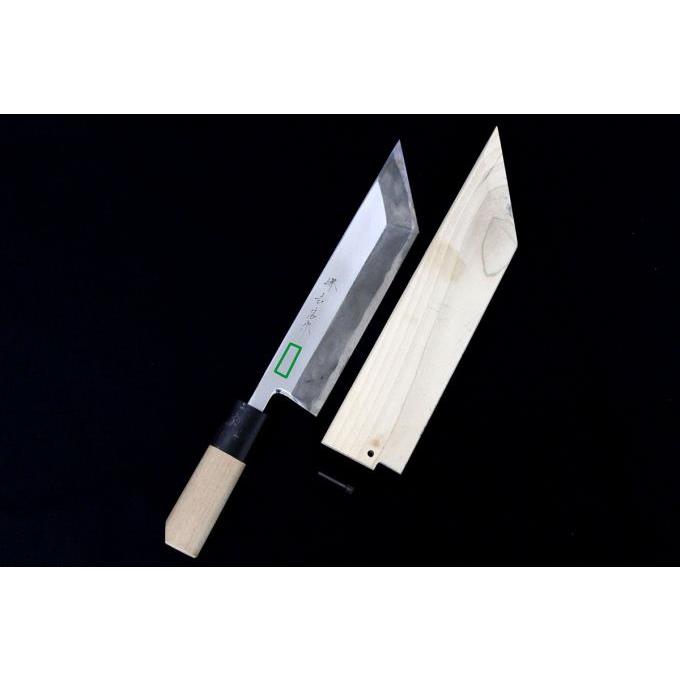 美品｜堺吉信 鰻裂包丁 江戸裂き 六寸半 霞 極上 水牛朴丸柄 名入 白鞘 