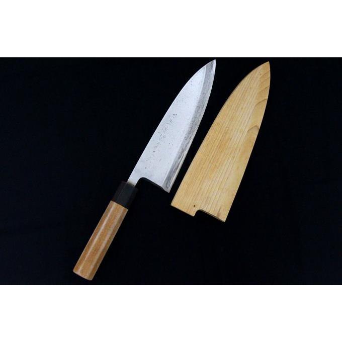 美品｜京極宗久 出刃包丁 七寸 霞 水牛朴八角柄 白鞘付 λA2236-2L3D