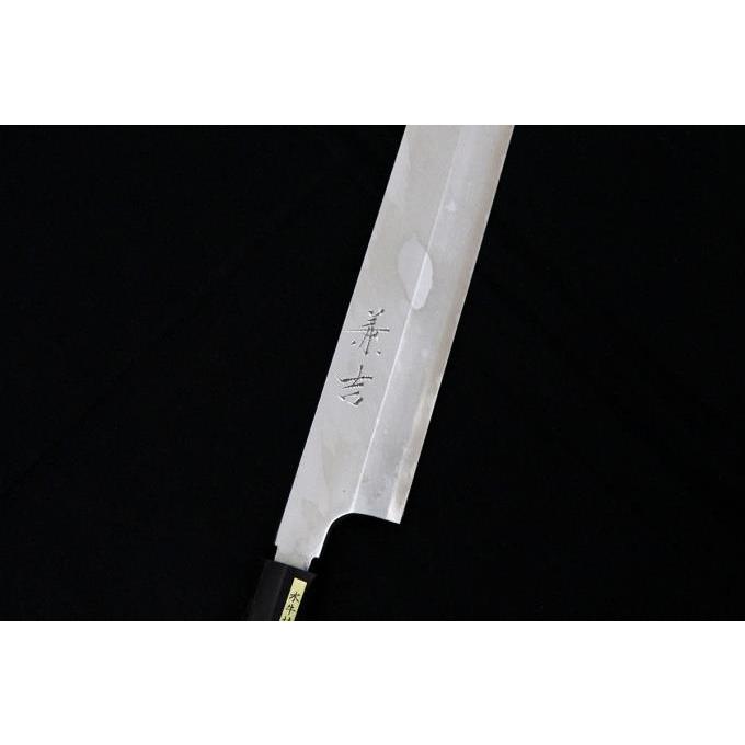 極美品｜兼吉 柳刃包丁 尺一 霞 水牛朴栗型柄 箱付 λA2036-2L3A