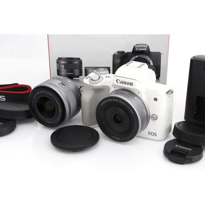 極美品｜キヤノン EOS Kiss M ダブルレンズキット ホワイト γA3113-2J3 