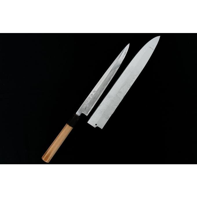 並品｜伍郎政宗 匠 鍔屋 柳刃包丁 八寸半 霞 青鋼 水牛朴柄 白鞘付