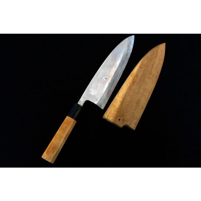 美品|鍔屋 出刃包丁 七寸 霞 出雲玉鋼 水牛朴柄 白鞘付 λA3705 美品|鍔屋 出刃包丁 七寸 霞 出雲玉鋼 水牛朴柄 白鞘付 λA3705