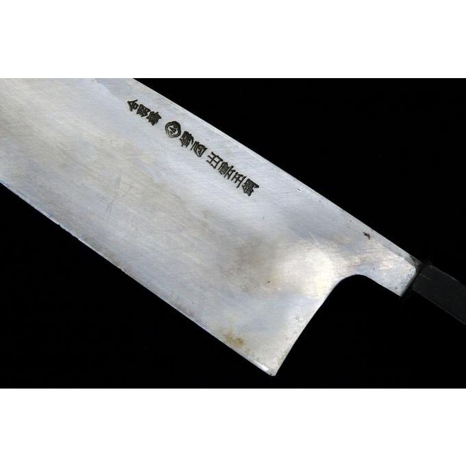 美品|鍔屋 出刃包丁 七寸 霞 出雲玉鋼 水牛朴柄 白鞘付 λA3705 美品|鍔屋 出刃包丁 七寸 霞 出雲玉鋼 水牛朴柄 白鞘付 λA3705