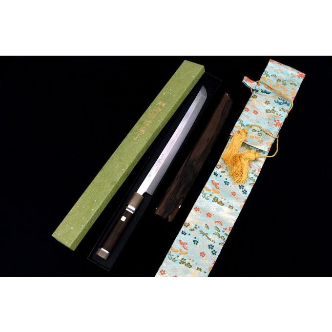 未使用品｜高鳳 天之一神 先丸蛸引包丁 尺一 白一鋼 水本焼 銀巻柄 目