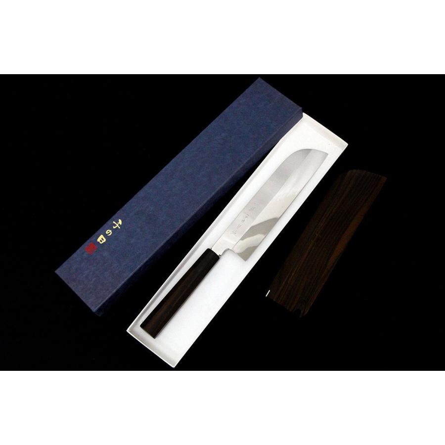 未使用品｜子の日 一鉄 鎌型薄刃包丁 七寸半 本焼 青鋼 水鏡研 鏡面 鞘