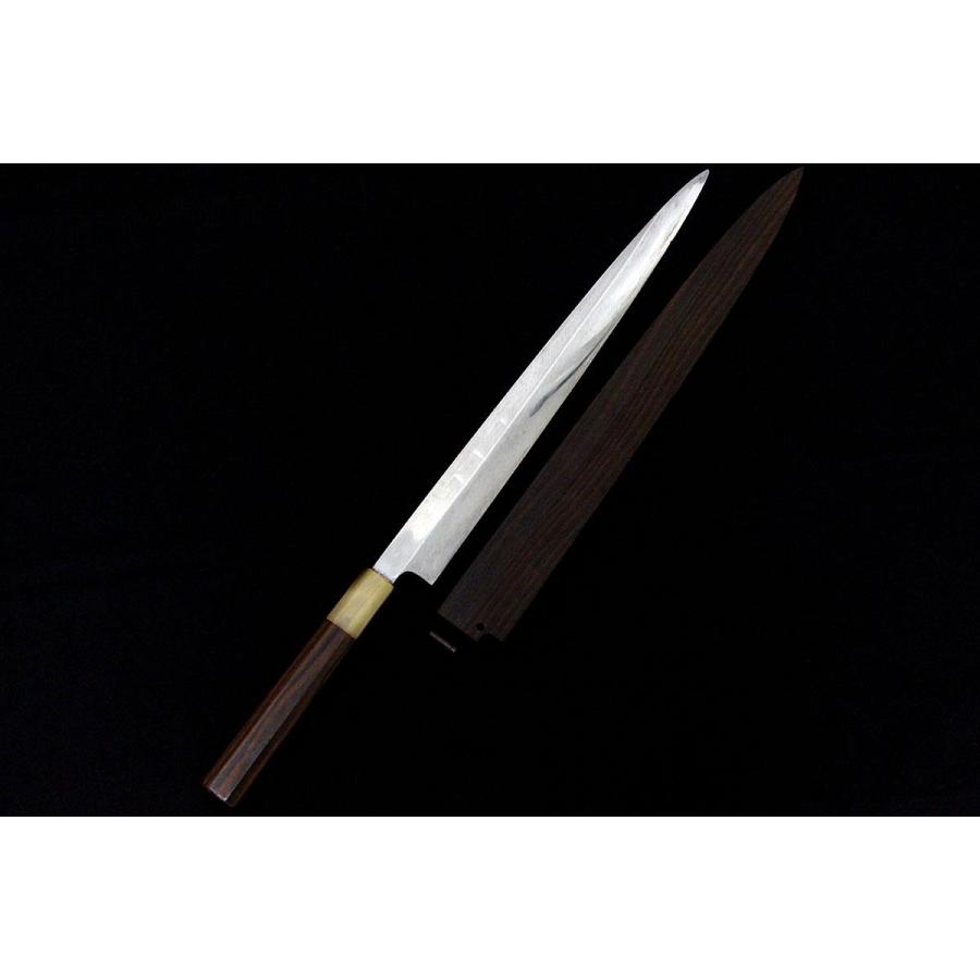 美品｜源昭忠 水野鍛錬所 河豚引包丁 尺一 本焼 鞘付 λA4382-2L3D