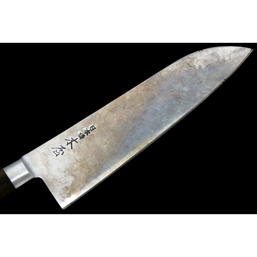 日本橋 木屋 梅治作 鎌型 包丁 18cm 武生V1号鋼 ハガネ 両刃 研ぎ済み 木屋 美品｜木屋 日本橋 特選 梅治作 鎌型包丁 180mm 武生V1号鋼 桐箱