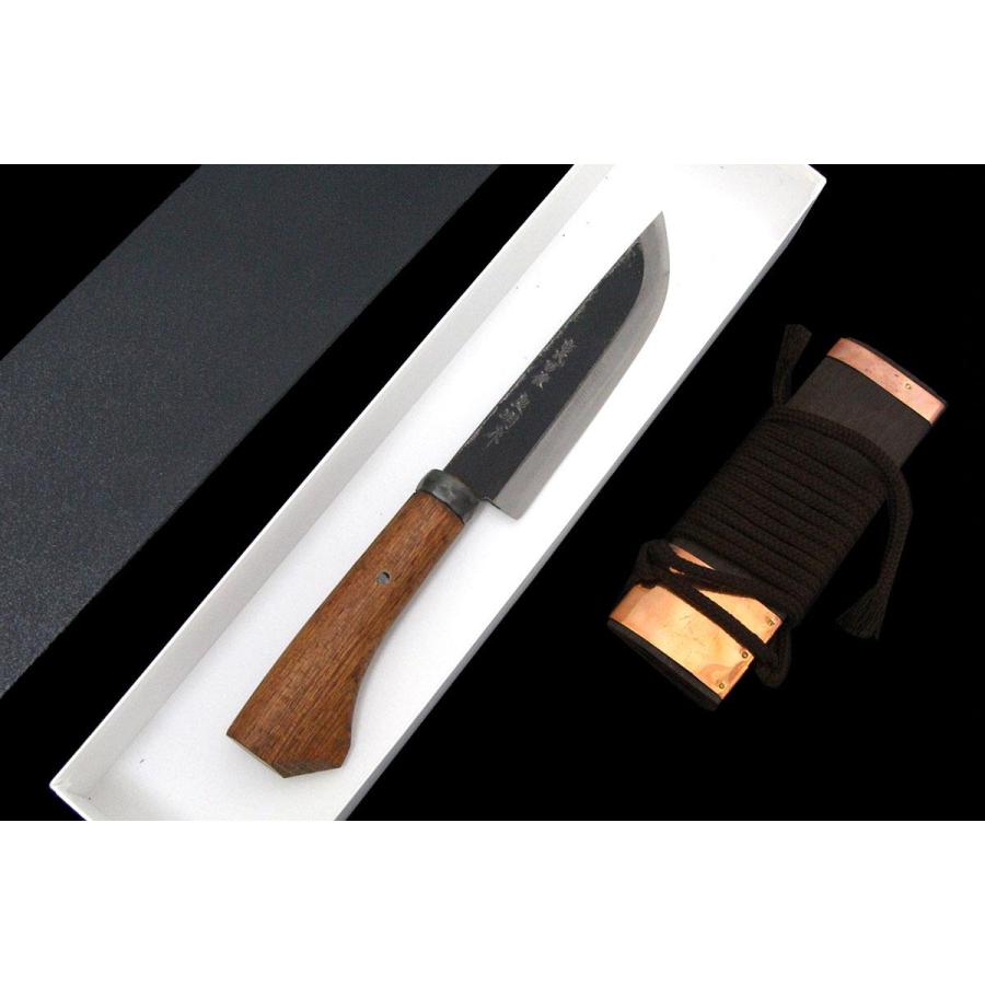 未使用品｜土居良明 和式ナイフ 160mm 古式百錬 黒打 鞘・外箱付