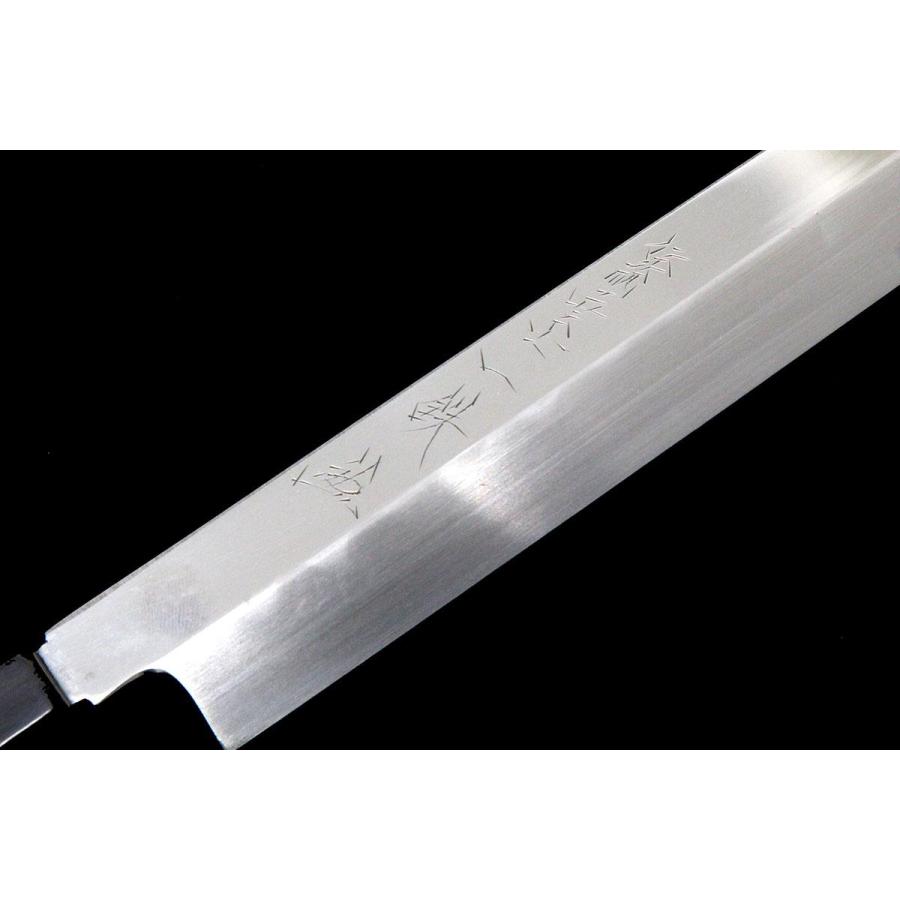 未使用品｜子の日 一鉄 河豚引包丁 本焼 尺 平鏡面 黒檀柄 白鞘付 KN02