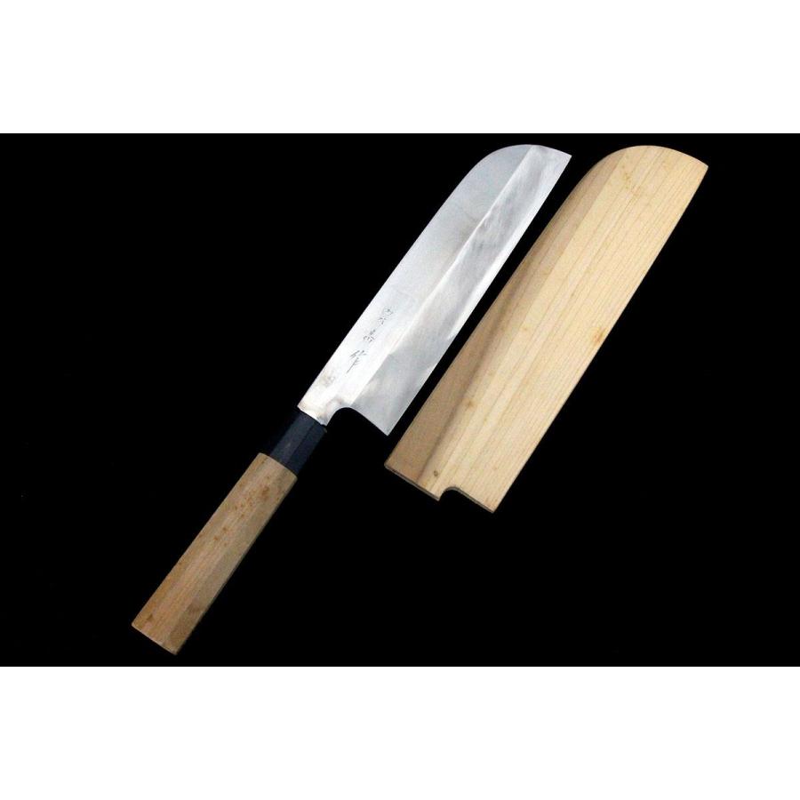 極美品｜雲岳 鎌型薄刃包丁 本焼 七寸半 朴柄 白鞘付 KN02-A8480-2L3D