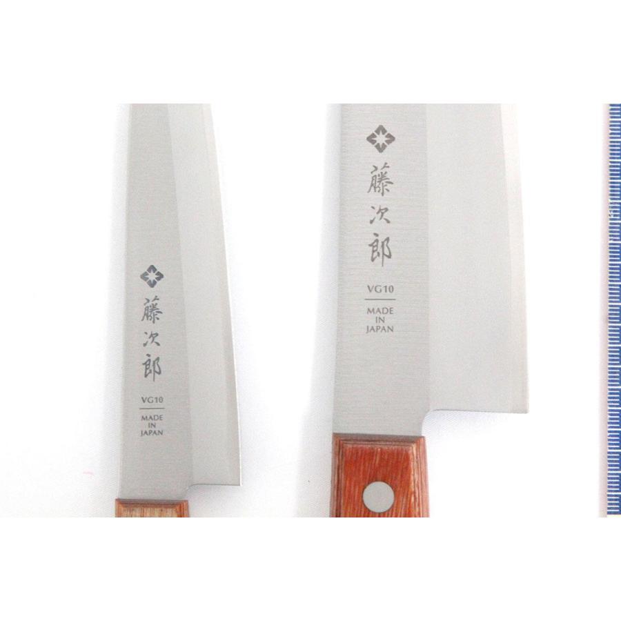 藤次郎 未使用品｜藤次郎 包丁2本セット (三徳 ペティ) 両刃 茶合板