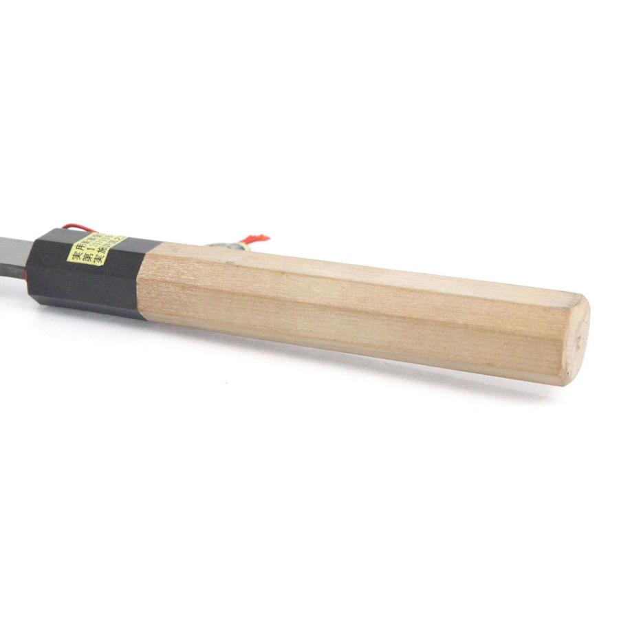 未使用品｜堺芳忠 柳刃包丁 九寸 純正鋼 積層 平鏡面 賜台覧 朴柄 箱付