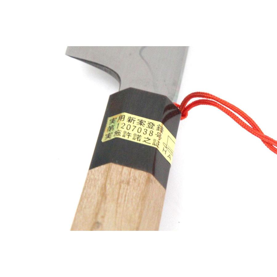 未使用品｜堺芳忠 柳刃包丁 九寸 純正鋼 積層 平鏡面 賜台覧 朴柄 箱付