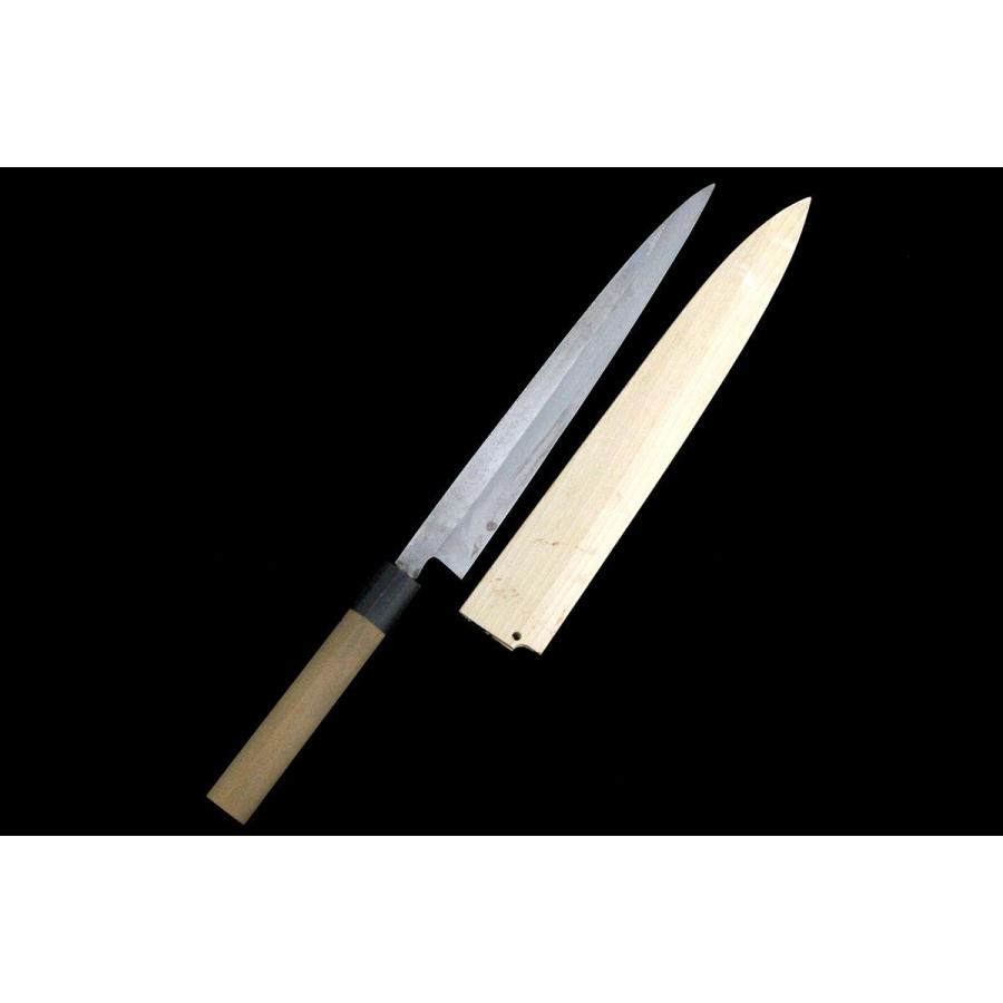 美品|正宗二十四代綱廣作 柳刃包丁 本焼 九寸 朴柄 白鞘付 KN02 美品|正宗二十四代綱廣作 柳刃包丁 本焼 九寸 朴柄 白鞘付 KN02