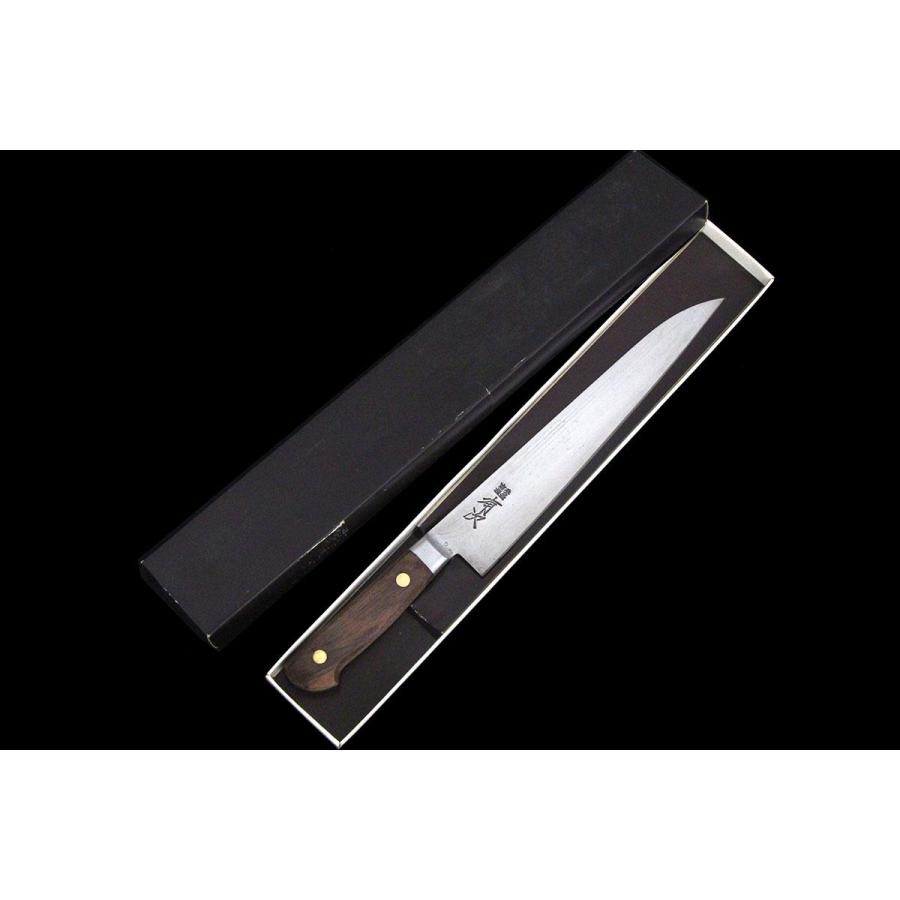 並品｜有次 牛刀 洋包丁 240mm スウェーデン鋼 鍔付き柄 箱付 KN02