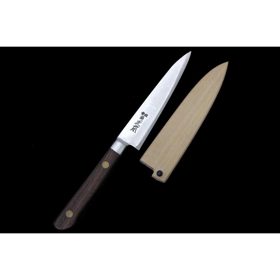 極美品｜築地正本 ペティナイフ 120mm 鍔付き紫檀柄 白鞘付 KN02-A9737 