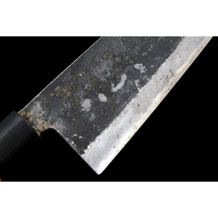 極美品｜武田松水 出刃包丁 五寸 黒打 両刃 新見 松水 PC口輪 朴柄 箱