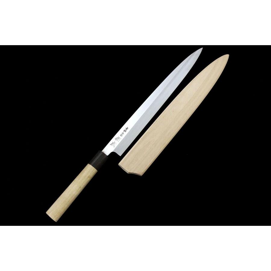 未使用品|佑成 柳刃包丁 霞 尺 青鋼 朴柄 鞘付 KN02-A11375 未使用品|佑成 柳刃包丁 霞 尺 青鋼 朴柄 鞘付 KN02-A11375