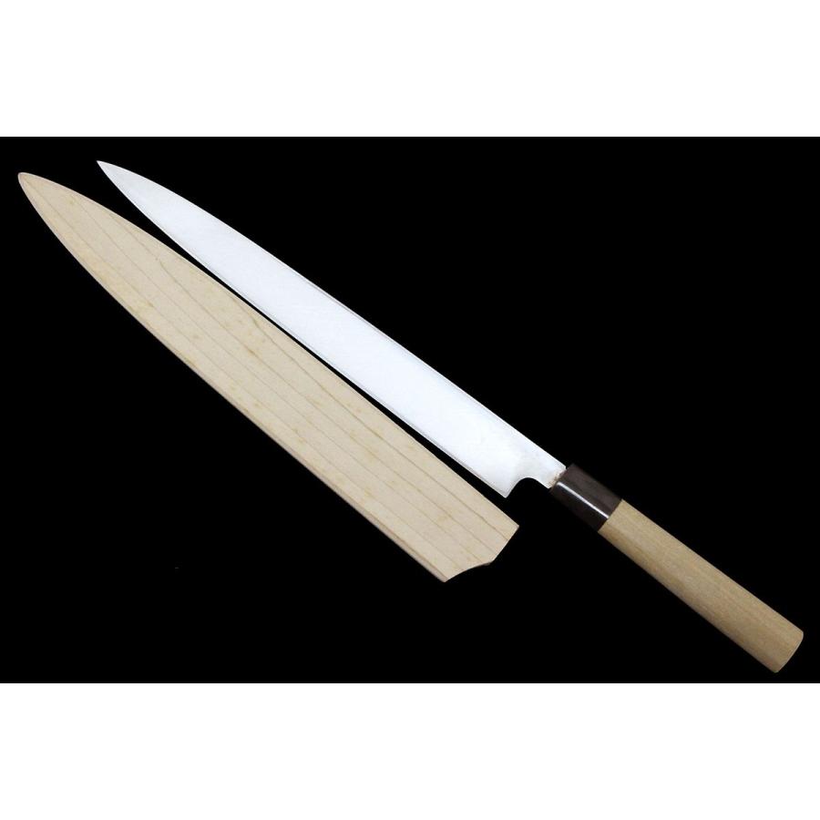 未使用品|佑成 柳刃包丁 霞 尺 青鋼 朴柄 鞘付 KN02-A11375 未使用品|佑成 柳刃包丁 霞 尺 青鋼 朴柄 鞘付 KN02-A11375