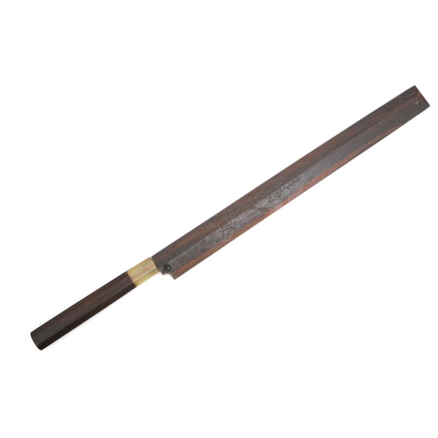 美品｜不動國行 蛸引包丁 本焼 尺一 黒檀柄 黒檀鞘付 名入 KN02-B1669