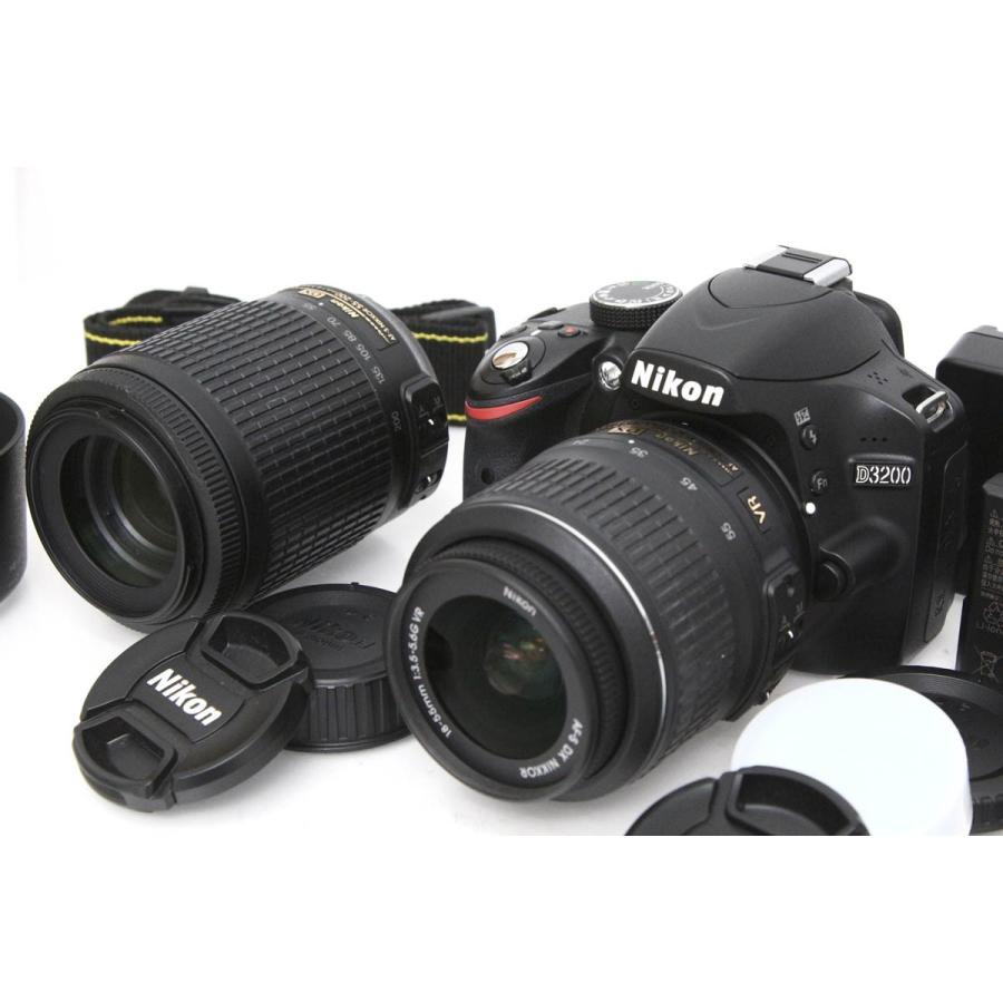 D3000 【全額返金保証】良品｜ニコン D3200 200mm ダブルズームキット 