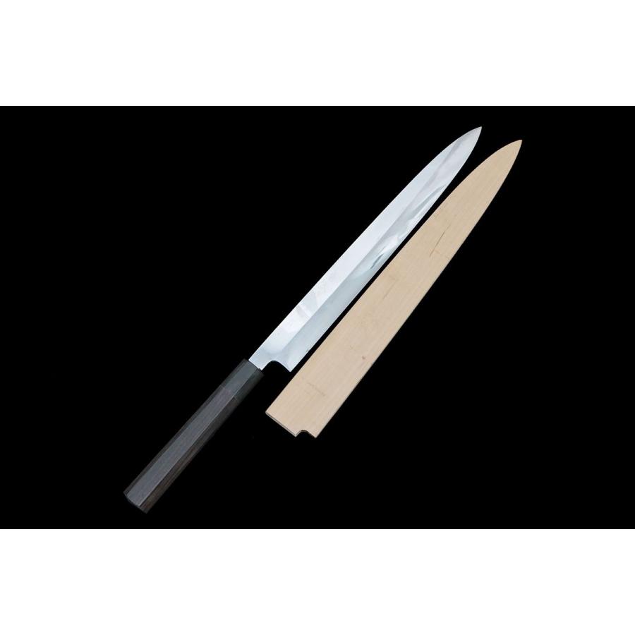 美品｜武蔵守國行 柳刃包丁 本焼 尺一 黒檀柄 白鞘付 KN02-B5508-2L4