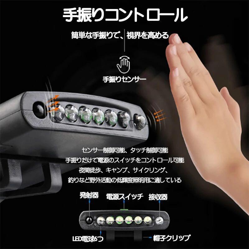 ヘッドライト 頭付け式 センサー搭載 高輝度 夜間釣り Usb充電 帽子つば 防水 ライト アウトドア 防災 売り込み 作業灯 登山 災害対策 Led ヘッドランプ 懐中電灯 軽量