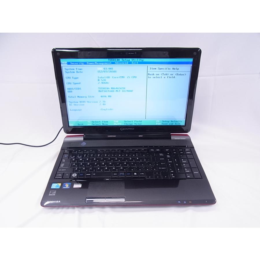中古 ノートパソコン 東芝 dynabook Qosmio V65/87MYD PQV6587MRFYD Corei5M520/4GB-MEM/640GB-HDD/ブルーレイ/15.6インチ/OS無し/難あり品 Windowsノート